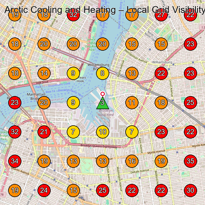 Arctic Cooling and Heating GeoGrid visibility map for Air Conditioning Contractor in New York